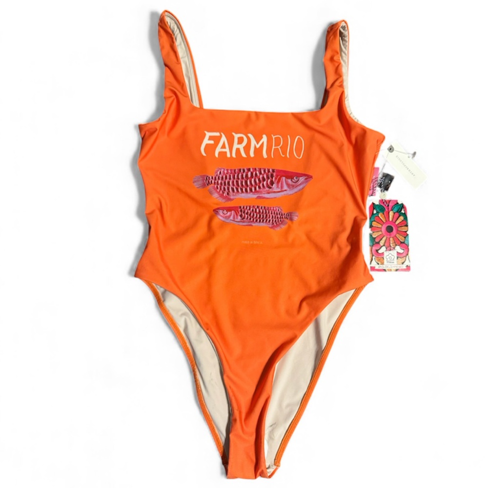 FARM Rio Vibrant Orange One-Piece Swimsuit